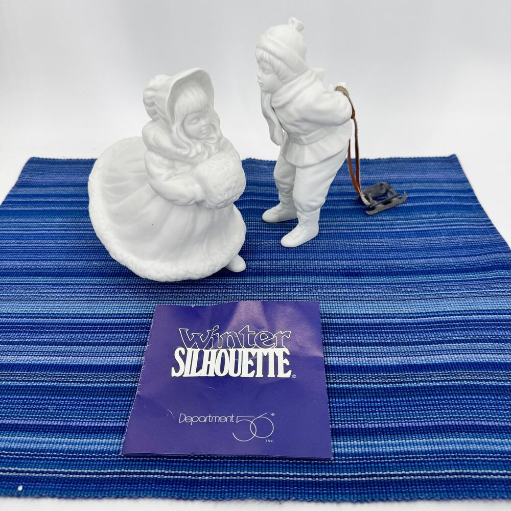 Department 56 Figurines Winter Silhouette #7773-9‎ SKATING CHILDREN Vintage